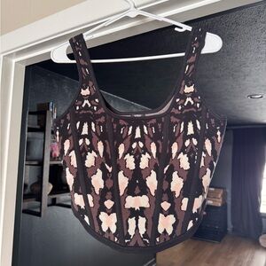 Express Black and Pink Patterned Tank Top